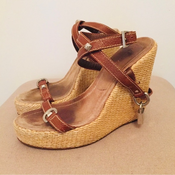 PRADA brown leather wedges - Size 39 - Picture 2 of 7